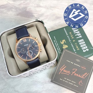 免運 帝安諾-實體店面 FOSSIL 手錶 時尚 簡約 皮錶帶 三眼 三環 湛藍 玫瑰金 BQ2412