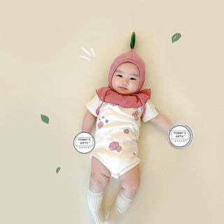 現貨 🍓夏季款韓版嬰幼兒男女寶寶草莓包屁衣 短袖包屁衣 爬服 含帽子 可愛草莓印花