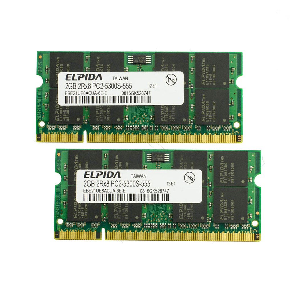 Elpida 4GB(2GB x2) DDR2-667 667MHz PC2-5300s 200pin 筆記本電腦內存