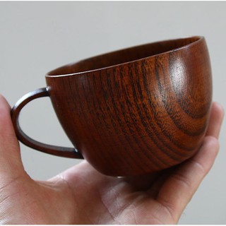 現貨！高6.5ＣＭ~寬口平底實木杯 天然環保把手水杯防燙手復古咖啡杯小湯碗杯【CH055】