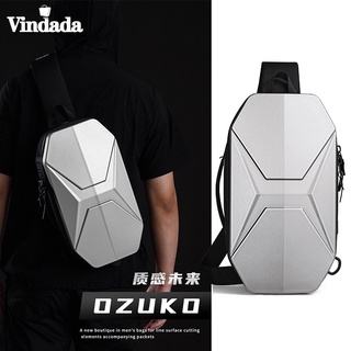 OZUKO機能硬殼斜背包 硬殼側背包 機能胸包 大容量防水胸包 減壓側包 戶外休閒單肩包 快取包 ipad隨身包