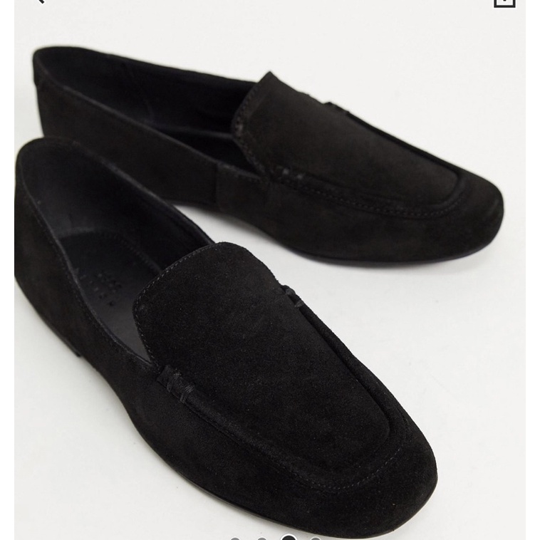 全新-英國ASOS黑色絨布平底鞋