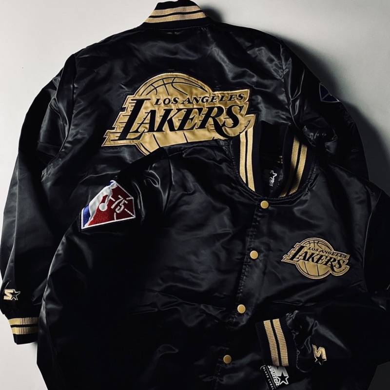 「滾青店」日本Starter最高黑標支線 x 湖人隊Lakers x 樂天Rakuten 稀有黑金版 棒球外套 全刺繡