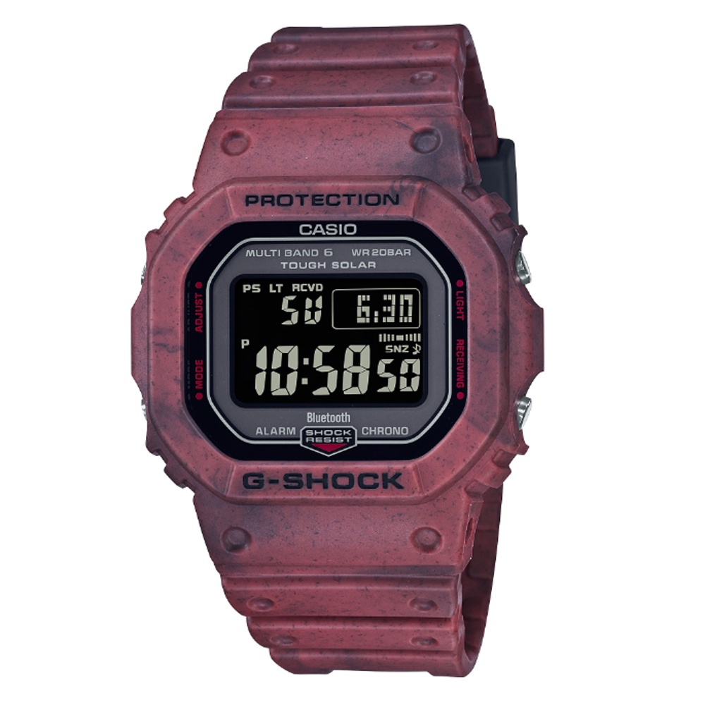 【CASIO 卡西歐】G-SHOCK 太陽能智慧藍芽沙漠混色方形電子錶-紅(GW-B5600SL-4)