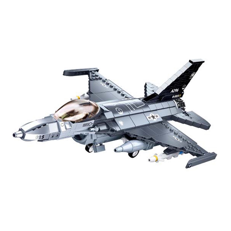 521pcs 軍事 F16 戰鬥機塊套裝美國獵鷹飛機模型現代戰爭建築磚玩具聖誕節