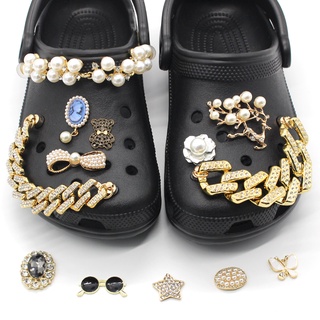 1pcs Crocs Jibbitz 智必星卡駱馳洞洞鞋金屬配飾DIY鞋花鞋扣鞋鏈吊墜飾品新潮時尚珍珠鍊鞋釘