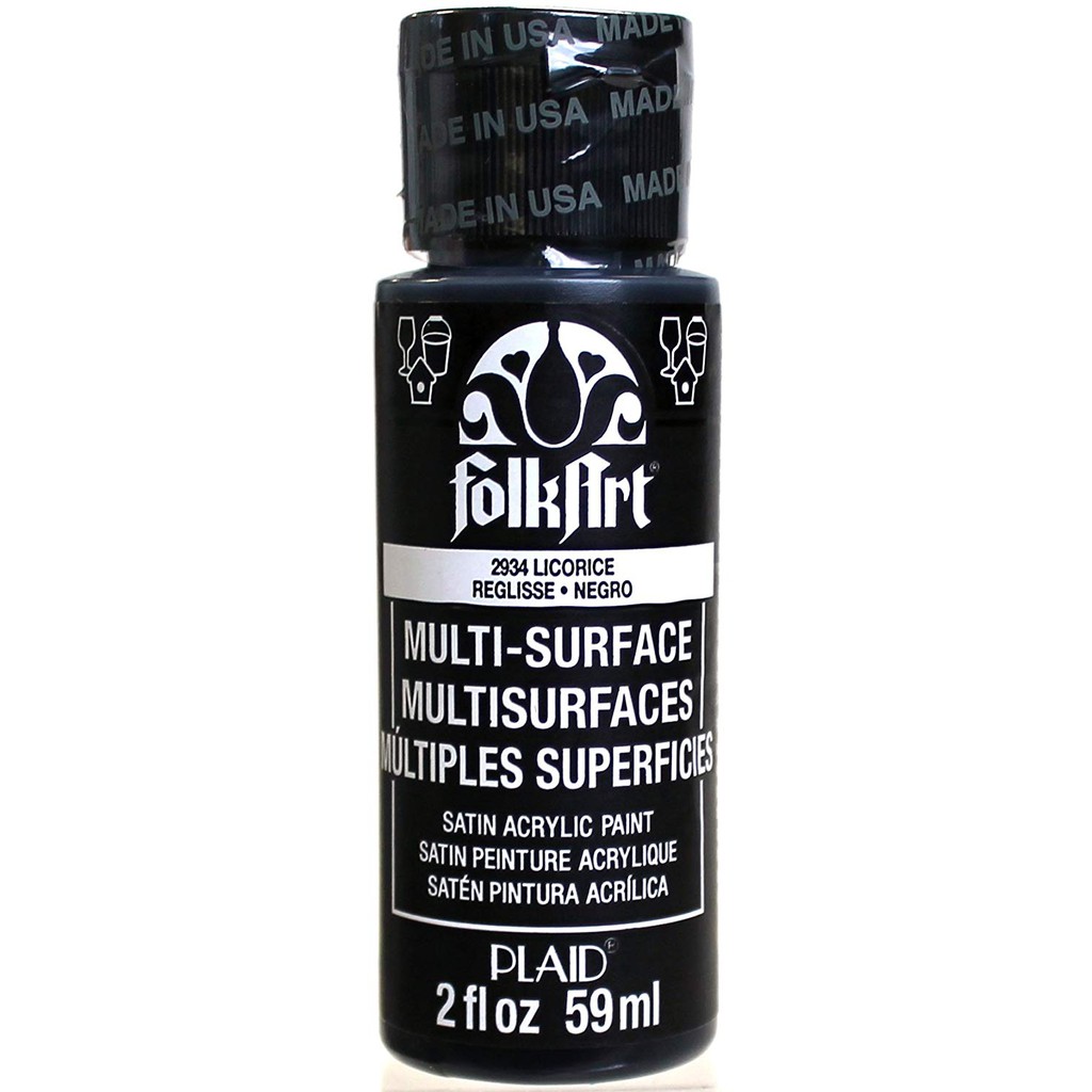 FolkArt 甘草黑色 59 ml Multi-Surface Satin 多重表面絲光壓克力顏料 - 2934