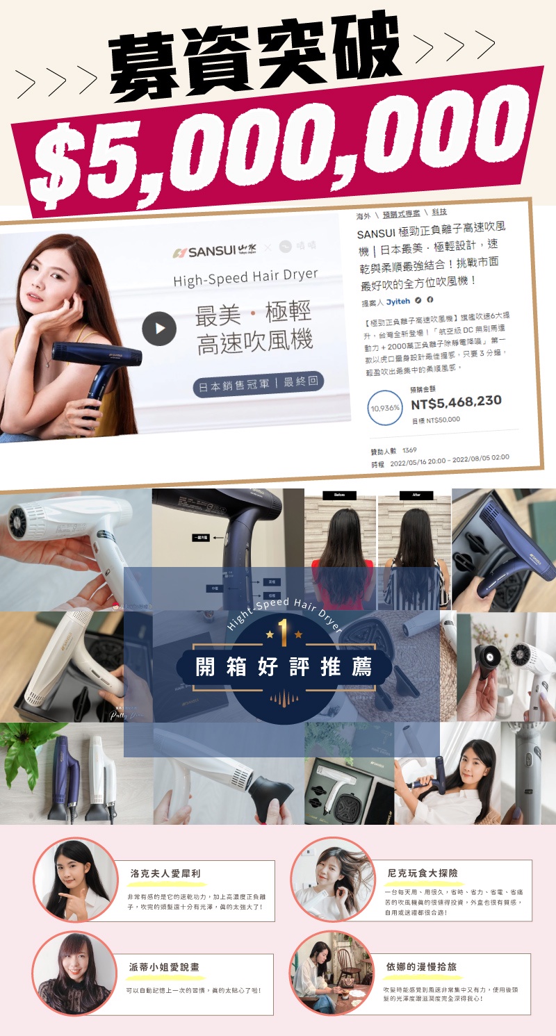 Sansui 極勁正負離子高速吹風機千萬正負離子輕量速乾護髮智慧恆溫髒汙自清摺疊吹風機大風量 蝦皮購物