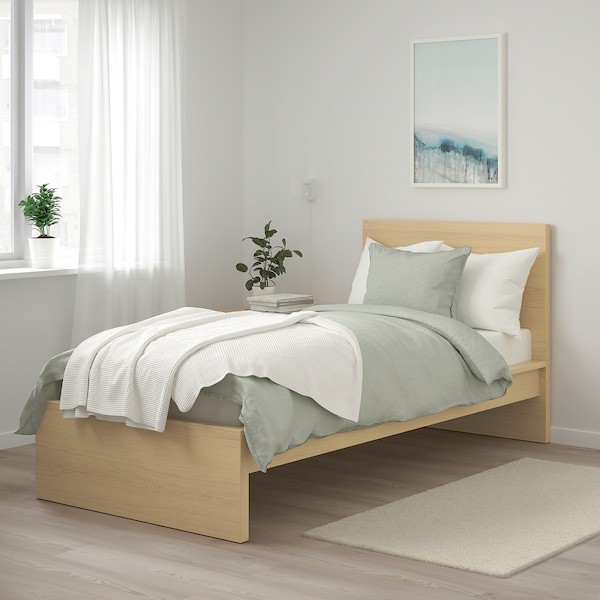 北歐工業LOFT風格經典IKEA宜家MALM單人床框床架+ luröy板條/染白橡木色/二手八成新/特$3880