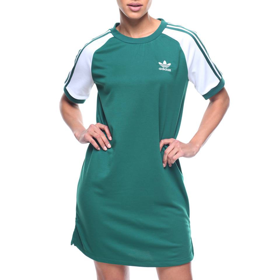 現貨 ADIDAS Originals 愛迪達 三葉草 綠色 綠白 CE4963 短袖 連身裙 洋裝 XS