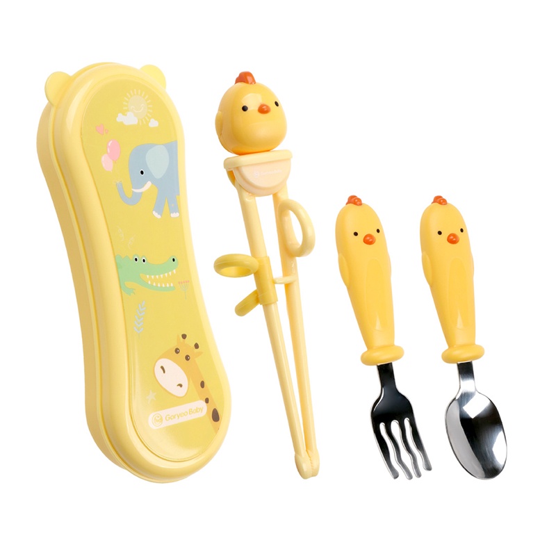 【Goryeo Baby】 小雞造型學習餐具(四件組) ｜輔助學習餐具