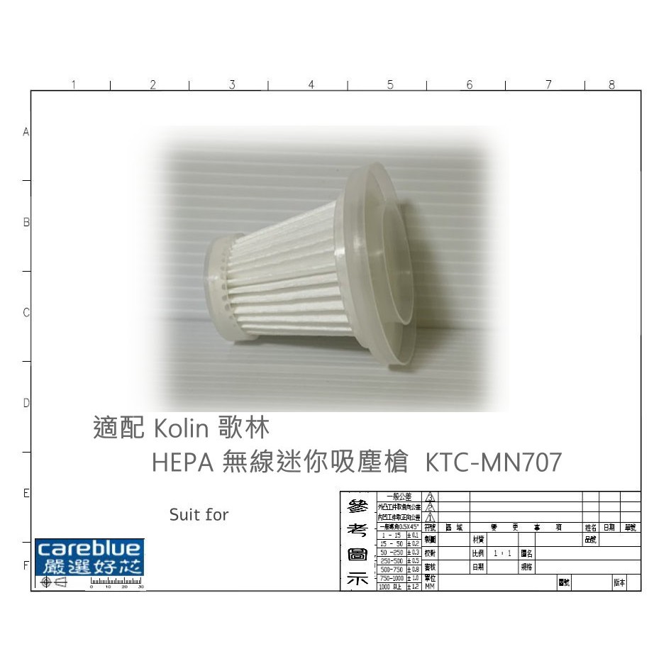 濾網  適配 Kolin 歌林 HEPA 無線 迷你 吸塵槍 KTC-MN707 吸塵器