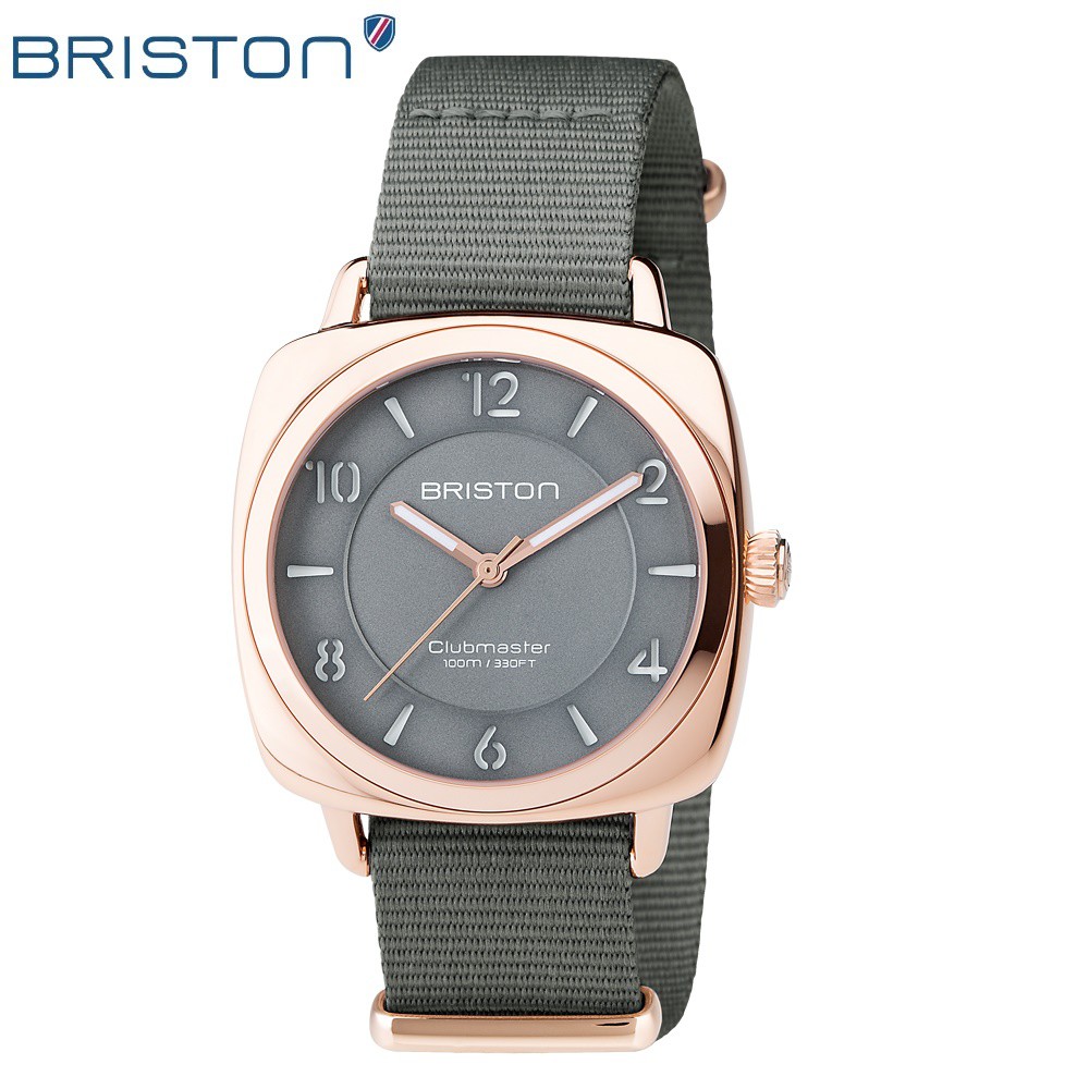 BRISTON《法國時尚最佳配件》36mm/17536.SPRG.L.17.NG /玫瑰金x灰/灰色NATO尼龍錶帶