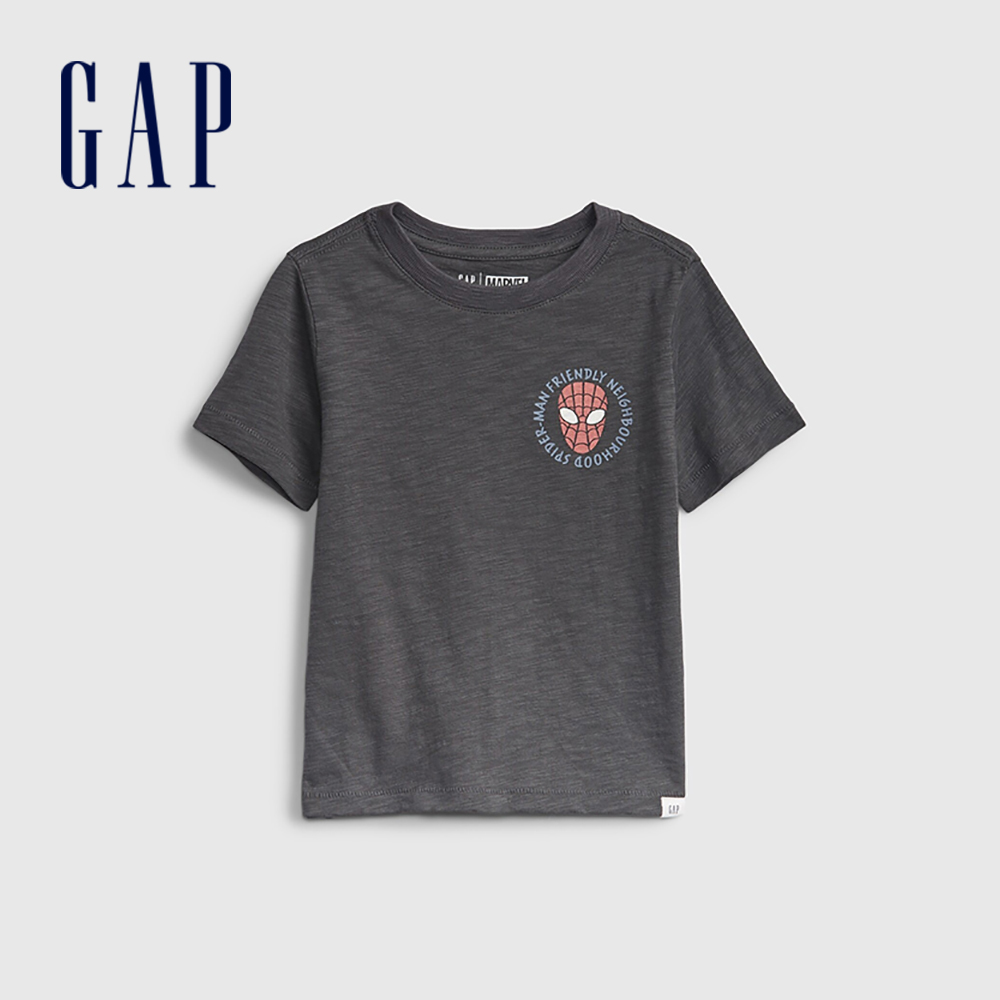 Gap 男幼童裝 Gap x Marvel漫威聯名 純棉短袖T恤-藍灰色(687878)