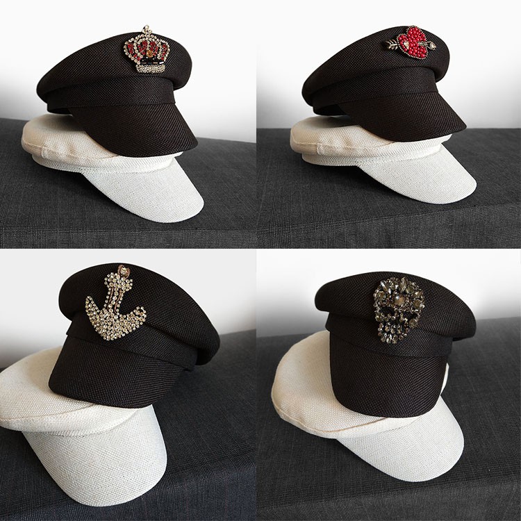 海軍風帥氣帽子黑色海軍帽子女軍帽水手帽英倫復古貝雷帽鴨舌帽子 蝦皮購物