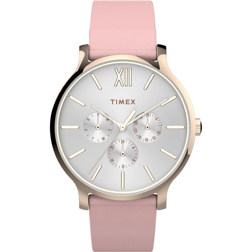 【TIMEX】天美時 復刻系列 三顯仕女手錶  ( 白面 / 粉紅 TXTW2T74300)