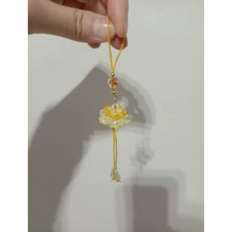 仿真黃色水晶蓮花造型串珠吊飾