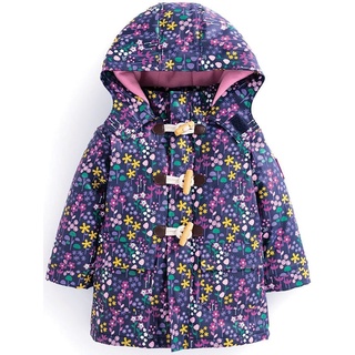 英國 JoJo Maman BeBe 防雨/防風鋪棉外套 紫花園牛角扣保暖外套 2-3Y