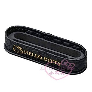 ♥小公主日本精品♥hello kitty凱蒂貓金色圖案字母黑色皮製菱格紋路車用手機置物架收納架 88944500