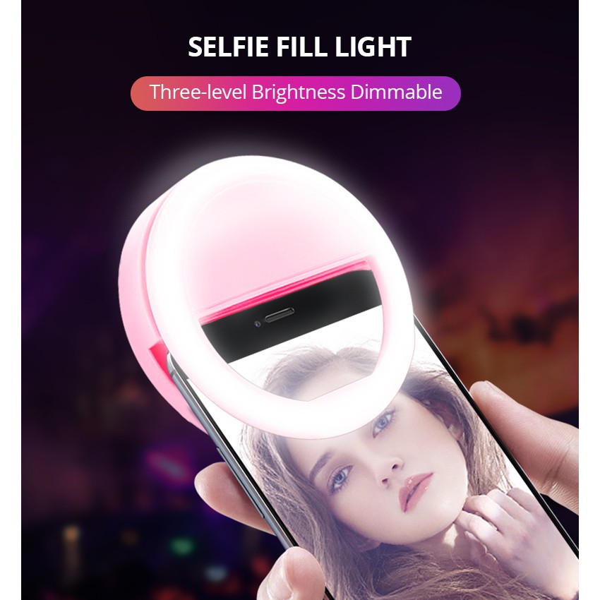 新奇剪輯 LED 自拍燈環, 用於手機攝像頭便攜式夾式燈婦女女孩夜間黑暗自拍增強補光燈