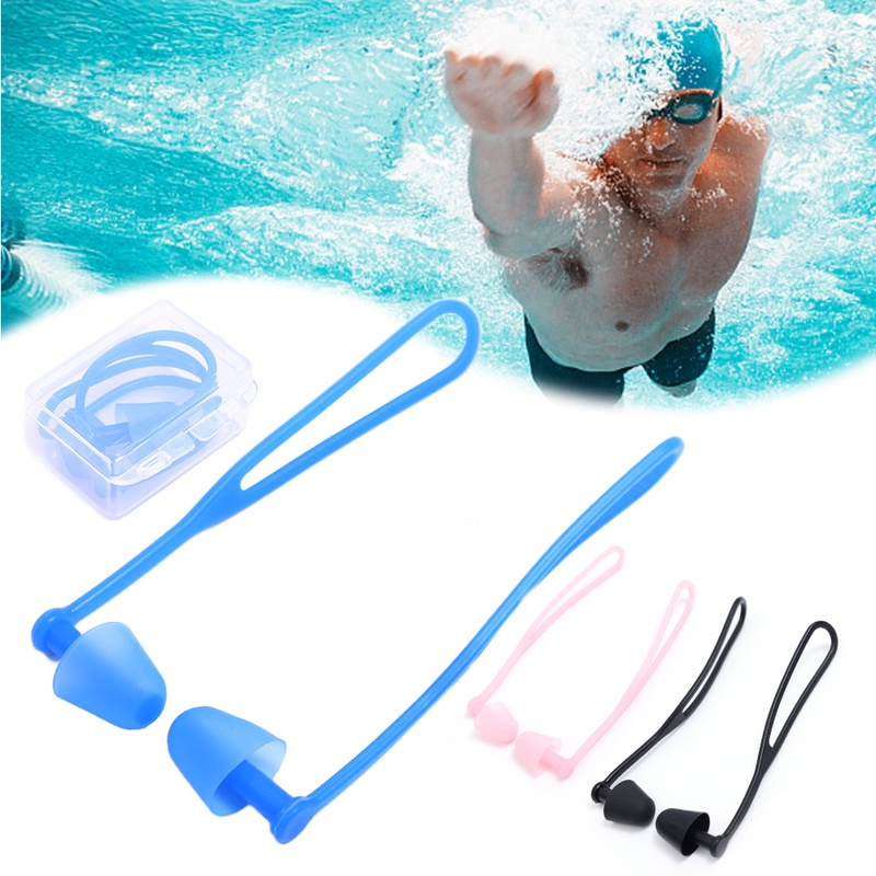 1 對柔軟的矽膠降噪耳塞 / 用於潛水游泳 / 便攜式游泳配件的防水耳塞