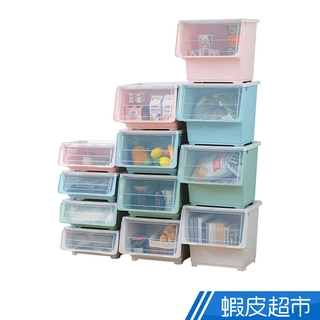 樂嫚妮 前開式斜口收納箱 3入 SML 附輪 前開式收納箱 收納箱 收納盒 翻蓋式收納箱 大容量 衣物收納 廠商直送