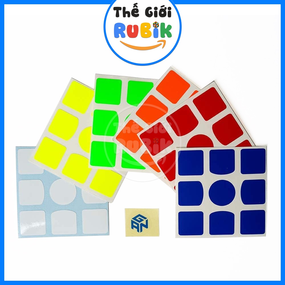 魔方貼紙套裝 3x3 GAN CUBE 公司包括徽標。 超正品圓形中心。 Rubik World 替換貼紙貼花套裝