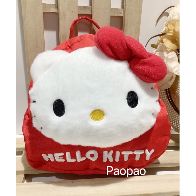 日本正版2021 Sanrio Kitty 凱蒂貓 絨毛娃娃臉型後背包 雙肩包 雙肩後背包 兒童書包 幻兒背包 可愛包包