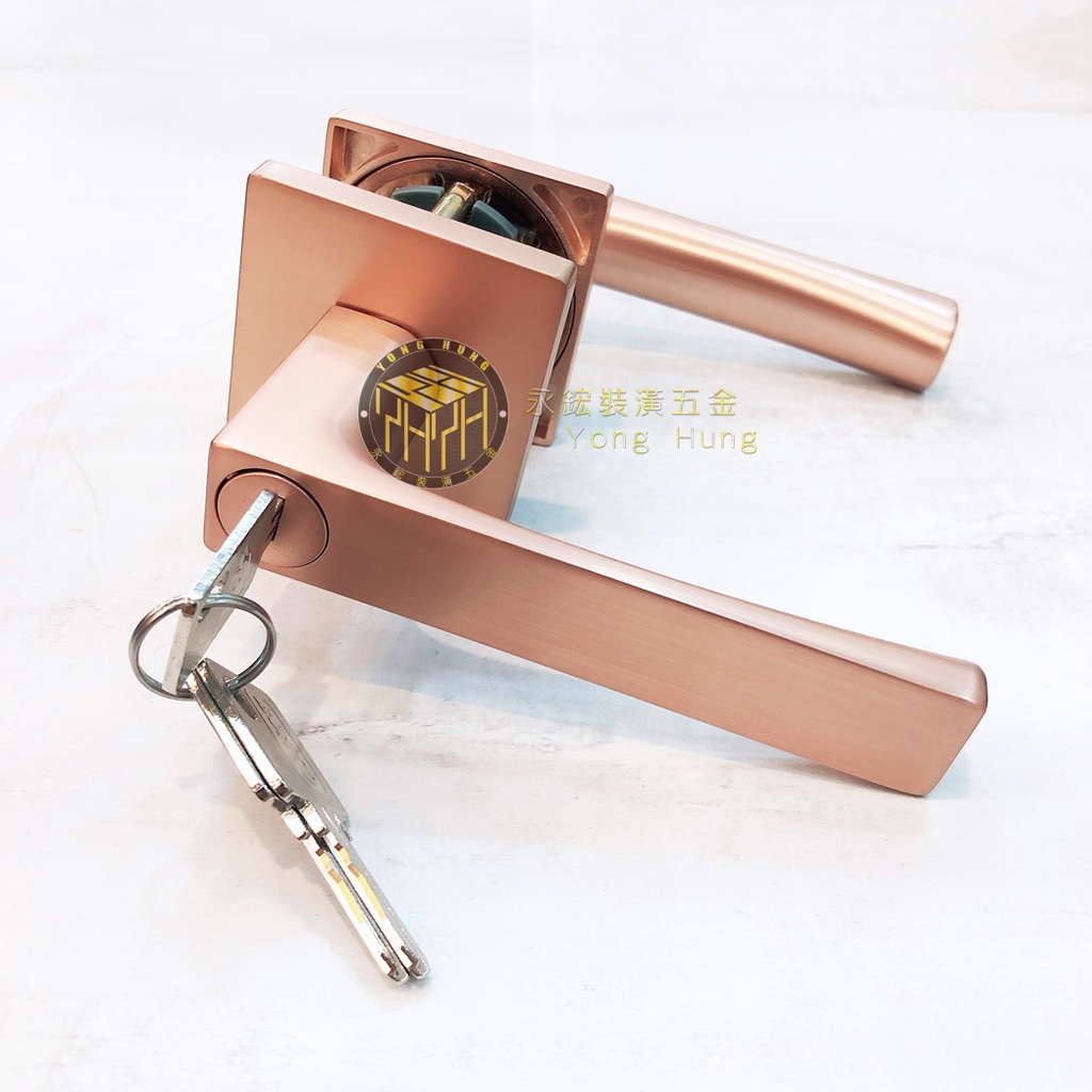 日本BONCO品牌水平把手 房間把手用鎖 附鑰匙 輔助鎖 玫瑰金