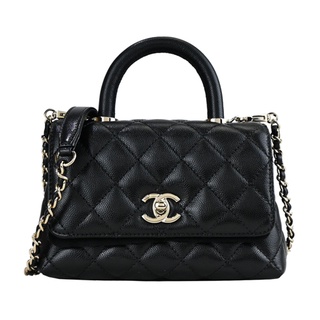 【全新真品】CHANEL 經典MINI COCO HANDLE 小牛皮兩用包(黑)｜JS Maxx官方旗艦館