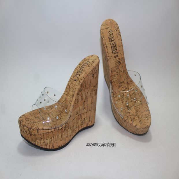 $490 ✨高13公分 絕美流金木透明  楔型鞋 船型鞋 坡跟 輕量  拖鞋女鞋 918 / 908