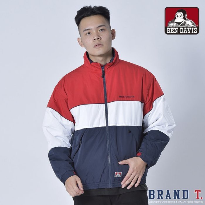 BEN DAVIS PADDED TRACK JACKET 紅色 色塊 拼接 復古 外套*夾克