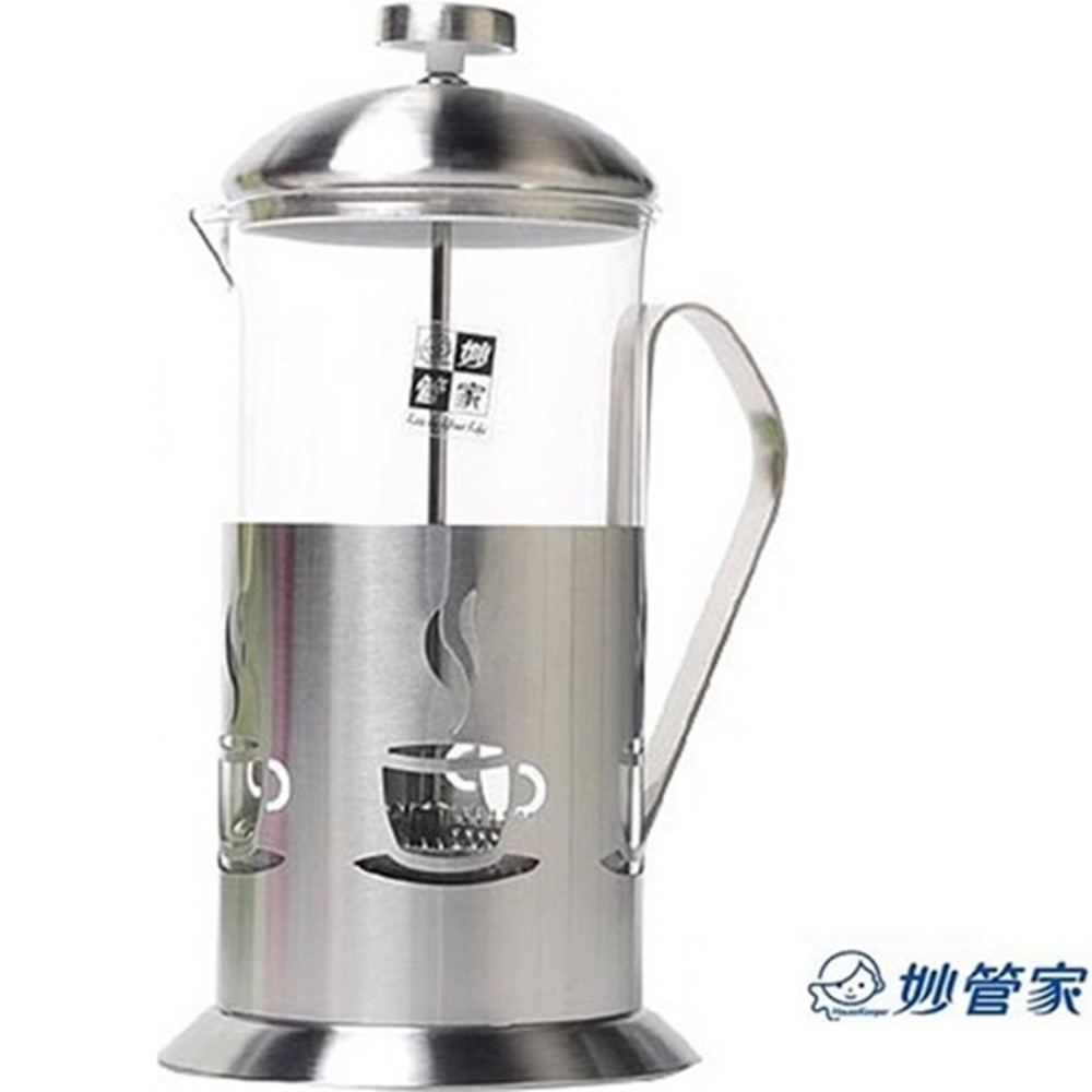 【賣客王國】妙管家法式不銹鋼玻璃濾茶壺700ml／沖茶器／泡茶壺