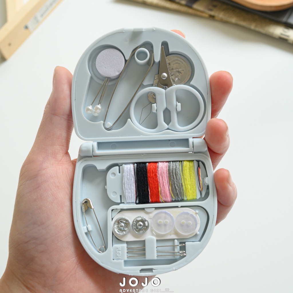 JOJO現貨⚡淡藍針線小盒隨身攜帶縫紉包針線盒縫紉工具盒