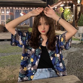 蔓莎💞2025新款夏季韓版ins港風復古碎花雪紡襯衣上衣寬松短袖襯衫女潮