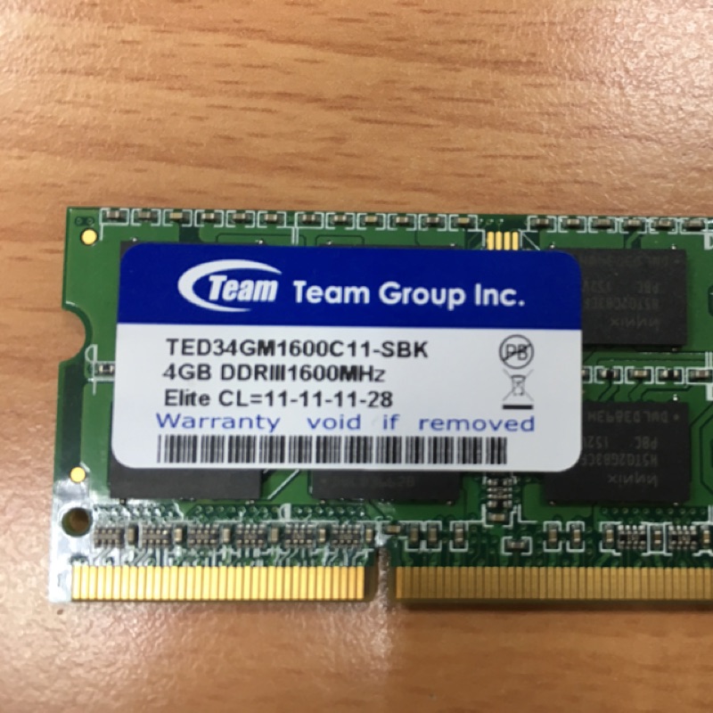 筆電記憶體 十銓TEAM 4GB DDR3-1600 1.5V So-Dimm 終身保固