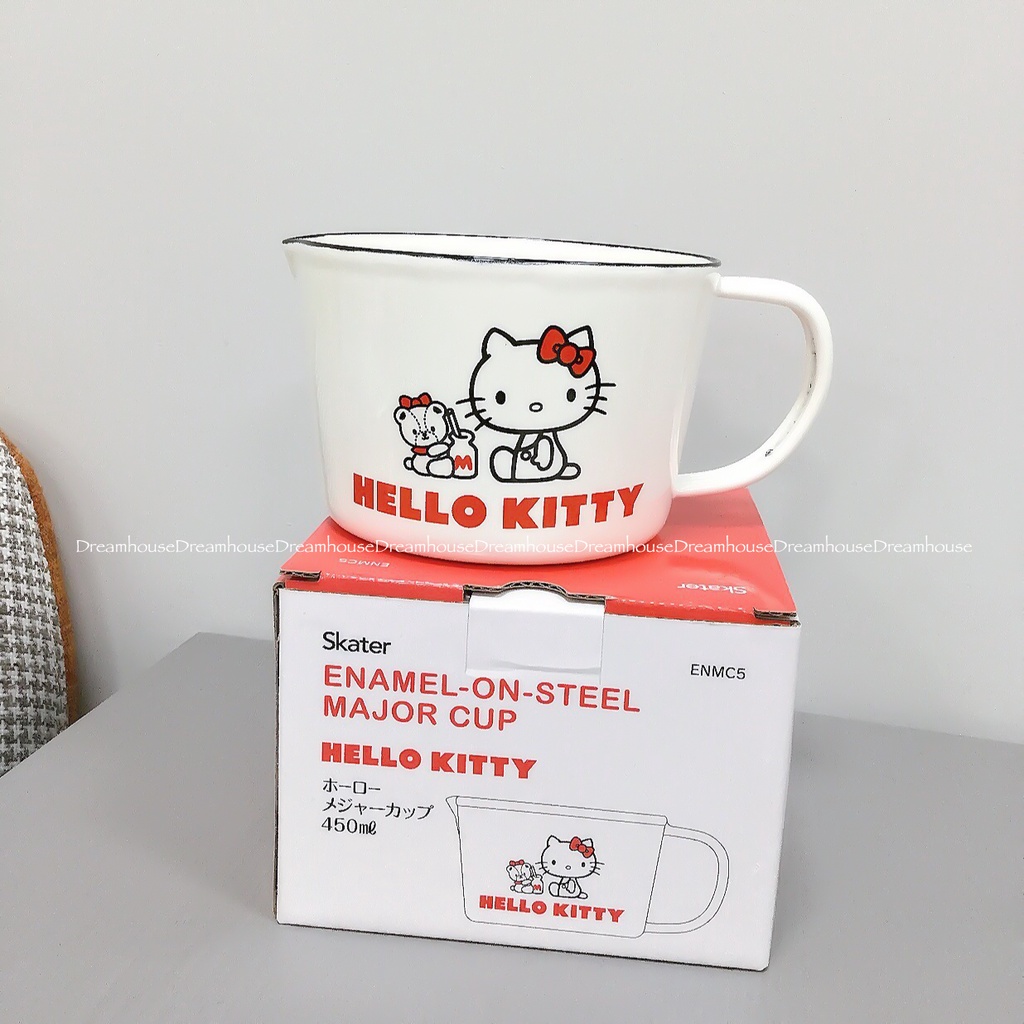 日本帶回 日本限定 三麗鷗 SANRIO 凱蒂貓 KITTY 耐熱 刻度 量杯 琺瑯量杯 單耳量杯