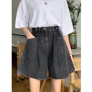 💕甜心大尺碼💕M-5XL 大尺碼短褲 大碼韓版新款寬松a字休閑闊腿牛仔短褲女夏高腰短褲