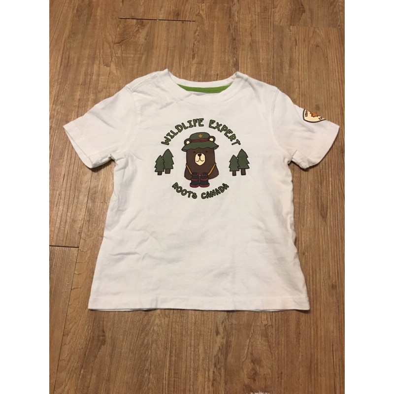 [二手］Roots kids兒童短袖上衣T恤 熊熊卡通圖案 4y 加拿大休閒品牌童裝