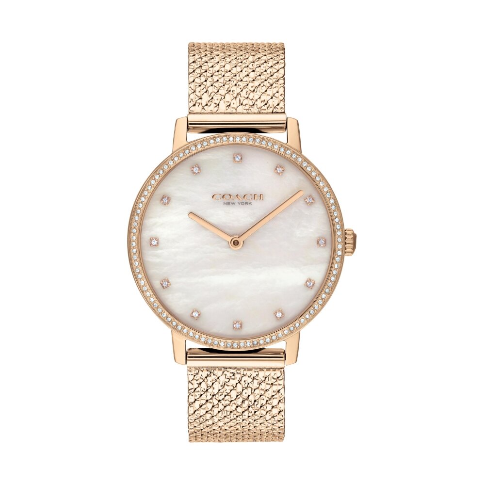 COACH 奢華玫瑰金米蘭帶腕錶35mm(14503827)