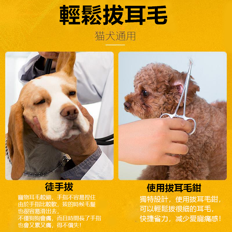 萌寵出沒 狗狗貓貓拔耳毛鉗寵物耳朵拔毛去毛不銹鋼鉗子直頭寵物掏耳神器彎頭泰迪貓止血鉗子寵物清潔用品
