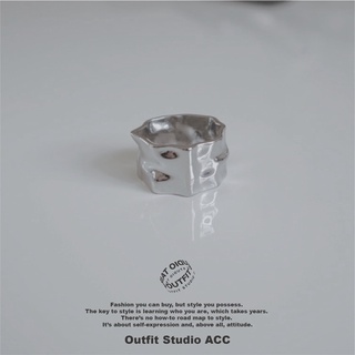【Outfit Studio】設計師品牌SAZ 不規則 皺摺 鈦鋼 戒指 飾品
