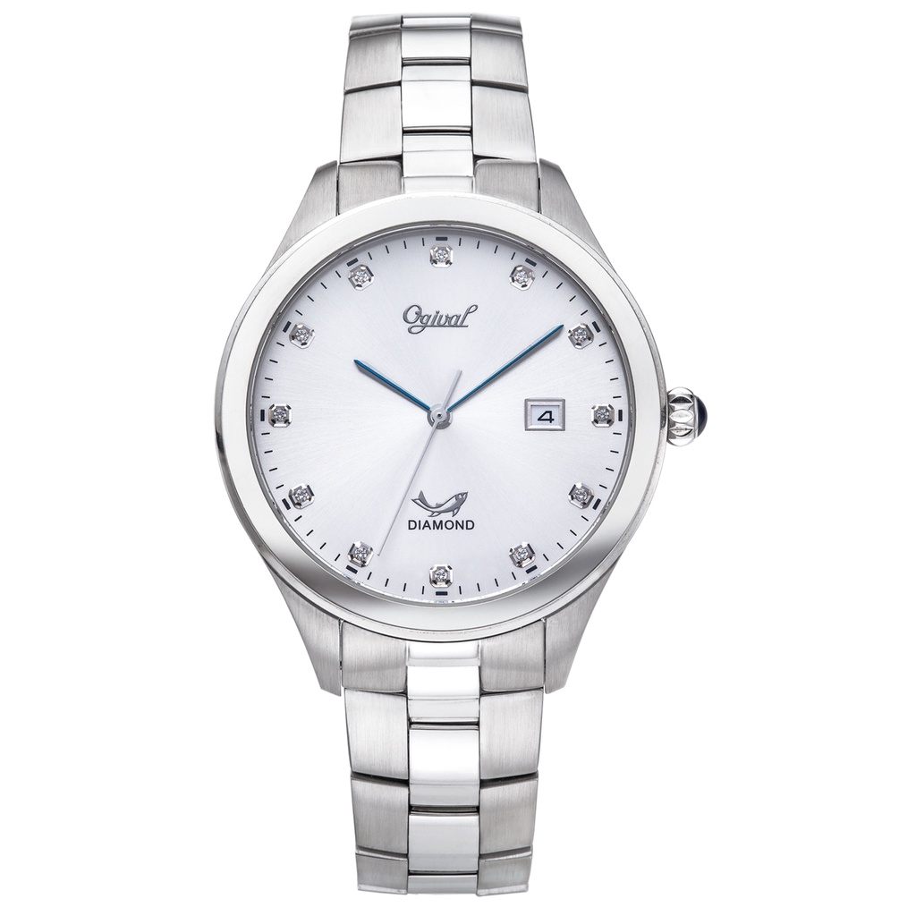 OGIVAL 愛其華 3366MS-白 璀燦晶鑽簡約腕錶 男錶