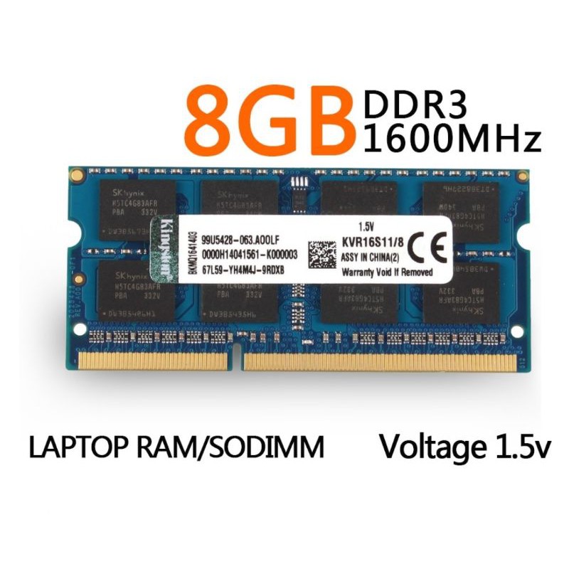 金士頓 全兼容 筆電記憶體 8GB 2RX8 DDR3 1600MHz PC3-12800S 1.5V