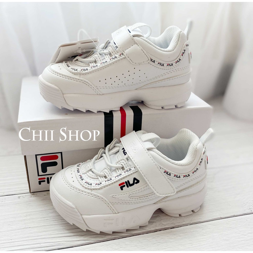 【CHII】特賣［17cm］韓國 FILA DISRUPTOR 2 KD 童鞋 字母 白色 老爹鞋