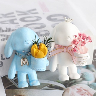 Xiangbao1 兔子抱桶模具可愛動物兔子肥皂模具蛋糕烘焙模具樹脂粘土巧克力裝飾