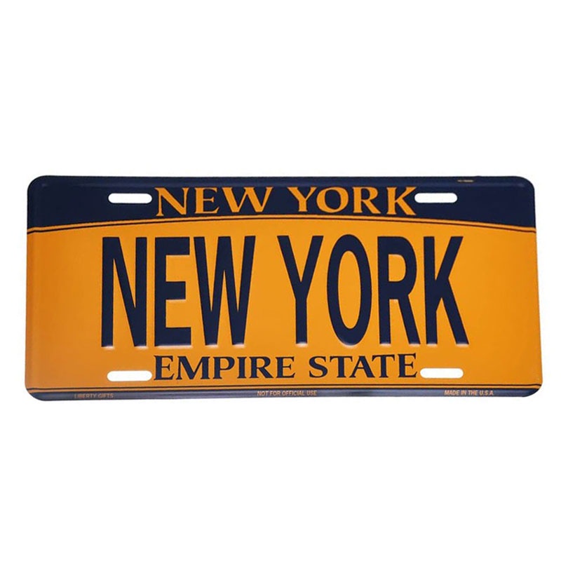 New York License Plate LP-8940 美國製 紐約 裝飾 車牌 (藍黃色) 化學原宿
