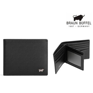 *【寧寧精品】台中30年老店 BRAUN BUFFEL 小金牛 紳士系列 黑色14卡短夾 BF306-317 男短夾區