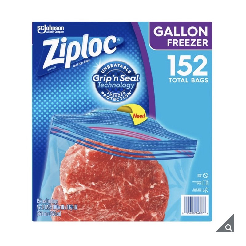 （宅配免運）保鮮袋（大152入x2盒） Ziploc 雙層夾鏈冷凍保鮮袋 夾鏈袋 密封袋 食品包裝袋 好市多代購