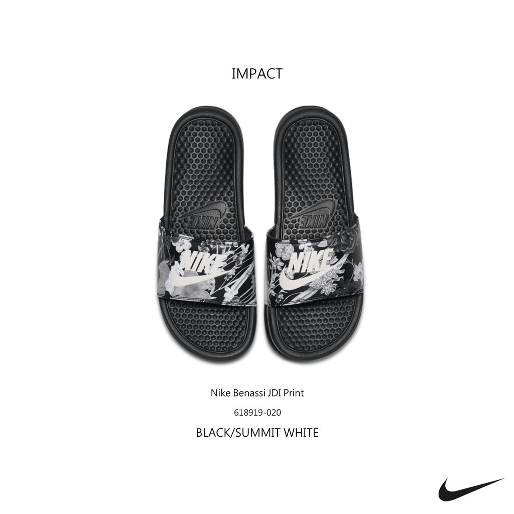 Nike Benassi JDI Print 花卉 黑 涼鞋 拖鞋 休閒 女鞋 百搭 618919-020 IMPACT
